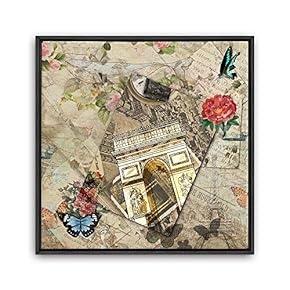 Framed Canvas Wall Art Retro Flowers and Birds Canvas Prints Home Artwork Decoration for Living Room,Bedroom - 16x16 inches