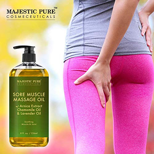 MAJESTIC PURE Arnica Sore Muscle Massage Oil for Body Best Natural