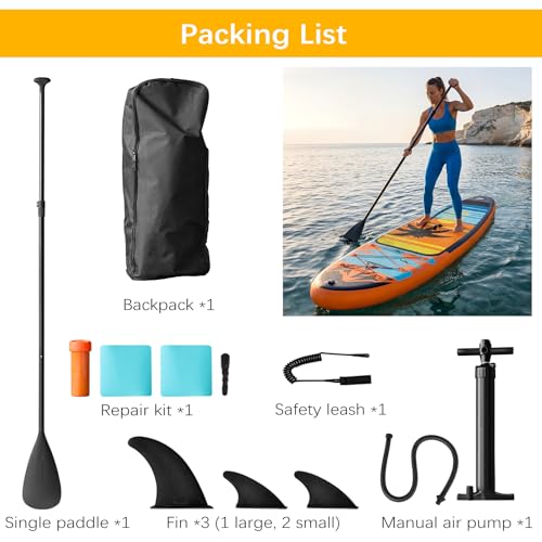 Adult Inflatable Surfboard, 320 cm Inflatable Sup with Accessories: Paddle, Pump, Fish Fins *3, Load Capacity of 135 kg, Plus Sup Board for All Levels Surfers