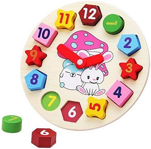 Shape of wooden clock building blocks toys for children Education toys Digital Geometry Clock kid toys teganau ffigur rhodd