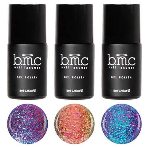 BMC 3pc Flakey Iridescent Duotone Glitter Gel Nail Lacquers - Snake Charmer: Set 1 BMC 3pc Flakey Iridescent Duotone Glitter Gel Nail Lacquers - Snake Charmer: Set 1