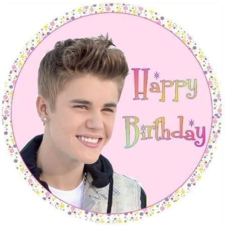 Justin Bieber Happy Birthday Round 7 5 Cake Topper Edible Sugar