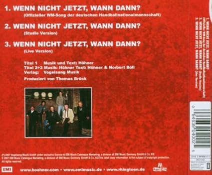 Wenn Nicht Jetzt Wann Dann Offizieller Wm Song Der Deutschen Handball Mannschaft Hohner Hohner Amazon De Musik