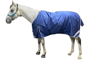 INTREPID INTERNATIONAL Pro-Trainer Turnout Blanket with Detachable Neck Cover in Navy, 1200-Denier Ripstop Material, 100G Fill, 76 Inches - Waterproof, Warm, Comfortable, Breathable Horse Blankets & Sheets