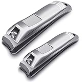 Chimocee Nail Clippers, 2PCS Professional Sharpest Stainless Steel Fingernail and Toenail Clippers,Heavy Duty Big Nail Clippers Set for Men & Women