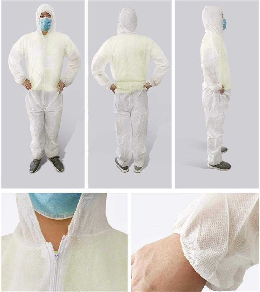 123 10 Pack Hooded Disposable Isolation Gown,One-Piece Jumpsuit Protective Gown,Indoor Outdoor Coverall Protection Garment for Men Women - White here