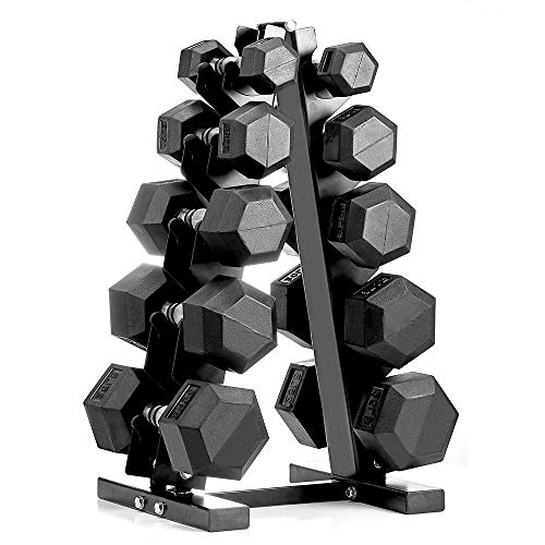 papababe 150lb Set Dumbbell Set with AFrame Dumbbell Rack Hex Dumbbell