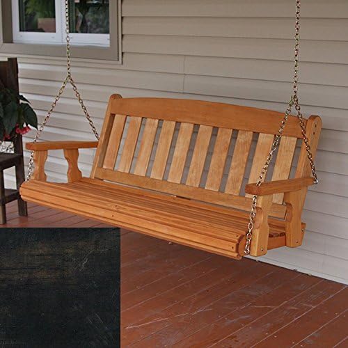 Amish Heavy Duty 800 Lb Mission Treated Porch Swing with Hanging Chains (4 Foot, Semi-Solid Black Stain)