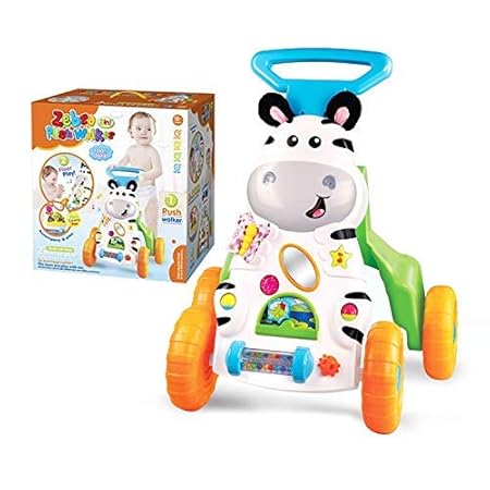 Jukkre Baby Carriage Walker Baby Table Game Table Multi-Function Two-in-one Trolley 0-3 Years Old Kids Toys (Multicolor)