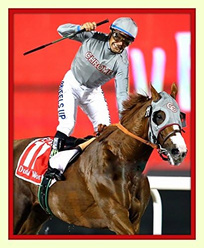 California Chrome Wins Dubai World Cup 11x14 Double Matted Photo Print 8x10 Image 2016 Victor Espinoza Celebrates