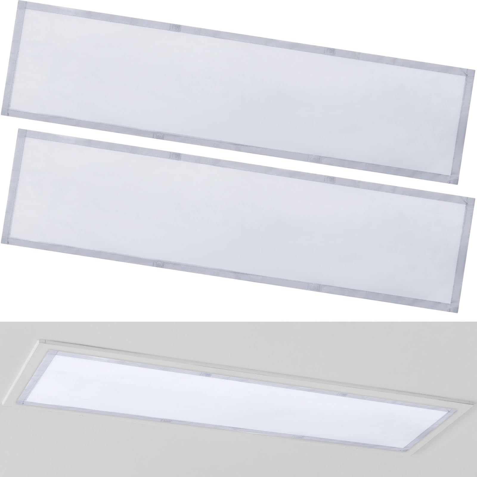 Photo 1 of Wowangce 2 Pcs Fluorescent Light Covers 1 x 4 ft Magnetic for Ceiling With 8 Magnets - Overhead Filters for Classroom, Home, Office Drop Lamp Decor (Gray, Classic)