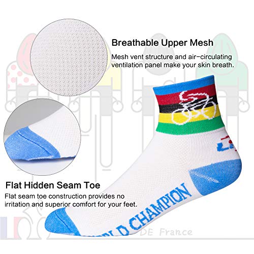LIN 7 Pack Cycling Socks CoolMax Ankle Bike Socks Cool Funny Bicycle