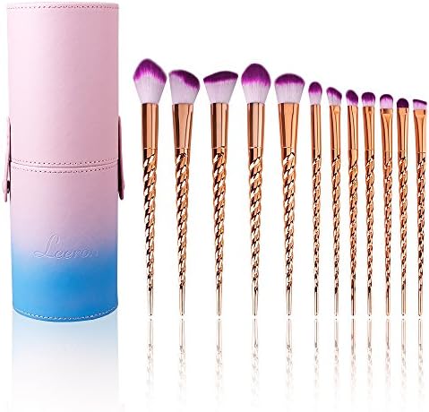 Makeup Brushes Set Colorful Unicorn 12Pcs Foundation Eyebrow Eyeliner Eye-shadow Brush Cosmetic Conceler Brushes Kit Tool (Gold - 2)