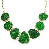 Jane Stone Fruit Green Drusy Necklace Statement Necklace Bib Necklace Chunky Necklace(Fn0833-Fruit Green)