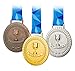 Premium Award Medals, Olympic Style, Gold Silver Bronze (Bulk Set of 9), Metal and Ribbon, Prize for Events, Classrooms, or Office Games, 1st 2nd 3rd Place