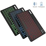 NPET BK01 Universal Slim Portable Wireless Bluetooth 3.0 Keyboard, 7-Colors Backlit Keyboard with Built-in Rechargeable Battery, Compatible with iOS, Android, Window, Mac, Smartphones, Tablets, PS