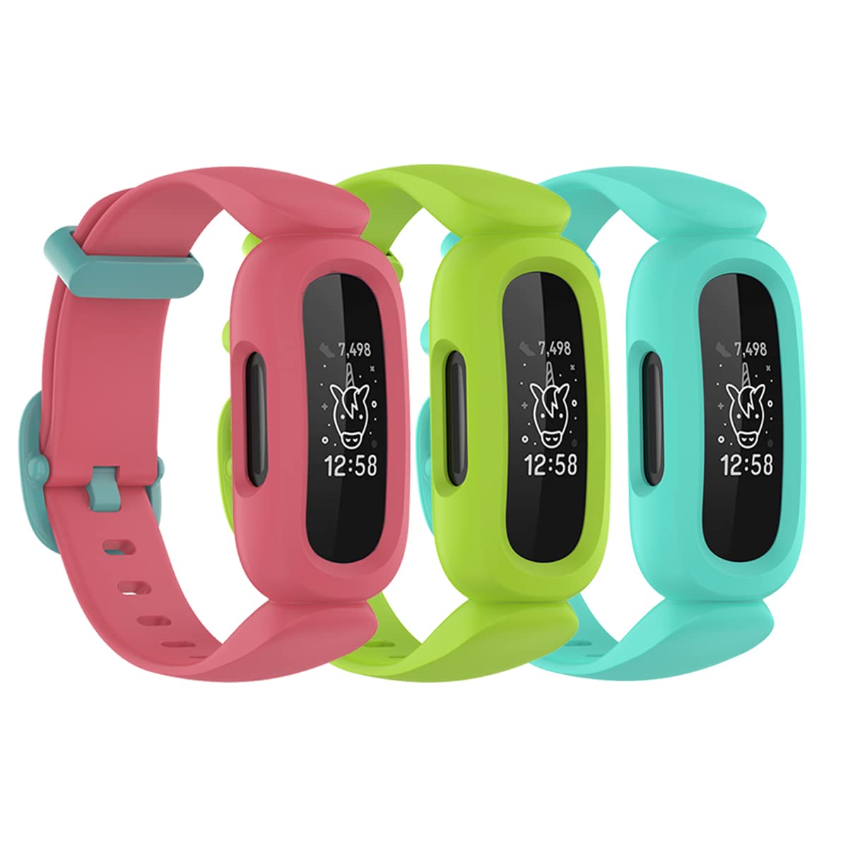 honecumi 3 Pack Ace Straps Compatible with Fitbit Ace 3 Watch Bands for Kids Children - Colorful Skin-Friendly Watch Strap Wristband Bracelet Replacement Accessory for Boy Girl Gift