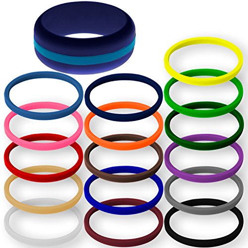 FLEX Ring - Mens Navy Blue Silicone Ring - Changeable Color Bands - Many Colors - Safe, Durable, Everyday Wear Wedding Band - 1 Ring - Sizes 7-16