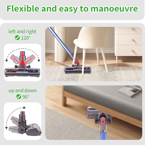 FEVORCS Brush Compatible with Dyson V7 V8 V10 V11 V15 Vacuum Cleaner Accessory Floor Nozzle with 5 Front Lights Wide 26cm
