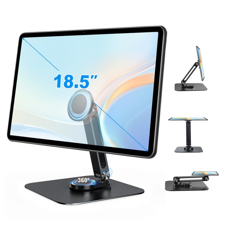 Photo 1 of JUNEBOX Adjustable Magnetic Stand Holder for 10-18.5 Inch Portable Small Monitor, Aluminum Alloy Foldable Arm Swivel Desk POS Stand Mount for iPad Air Mini Pro 12.9 13, Samsung Galaxy Tabs,Kindle