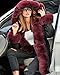 Roiii Plus Size Women Warm Fleece Vintage Winter Coat Hood Jacket Parka Outwear (XXL, Black Wine)