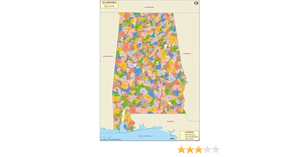 Alabama Zip Code Map Amazon.com : Alabama Zip Code Map - Laminated (36" W X 51" H) : Office  Products