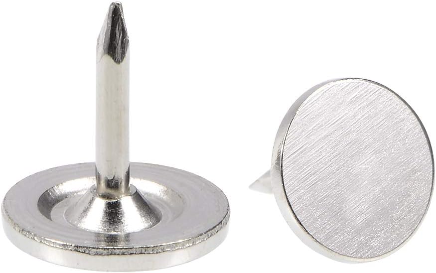 uxcell Upholstery Nails Tacks 9.5mmx10mm Flat Head Furniture Nails Pins Silver Tone for Furniture Sofa Headboards, 150 Pcs