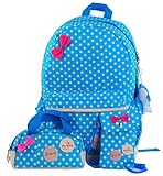 Efreewd Polka Dot 3pcs Kids Book Bag School Backpack Handbag Purse Girls Teen