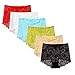 Eiggam Women’s Lace Panties, Sexy High Rise Boyshort Rose Embroidered Underwear Briefs for Women (X-Large, Multicolored,6 Pack)