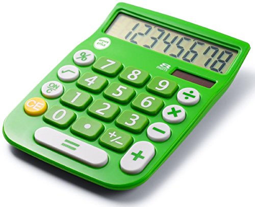 UPC 811691020228, Office+Style 8 Digit Dual Powered Desktop Calculator, LCD Display, Green