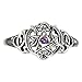 Sterling Silver Heart Pentacle Ring with Natural Amethyst (Size 4-15)