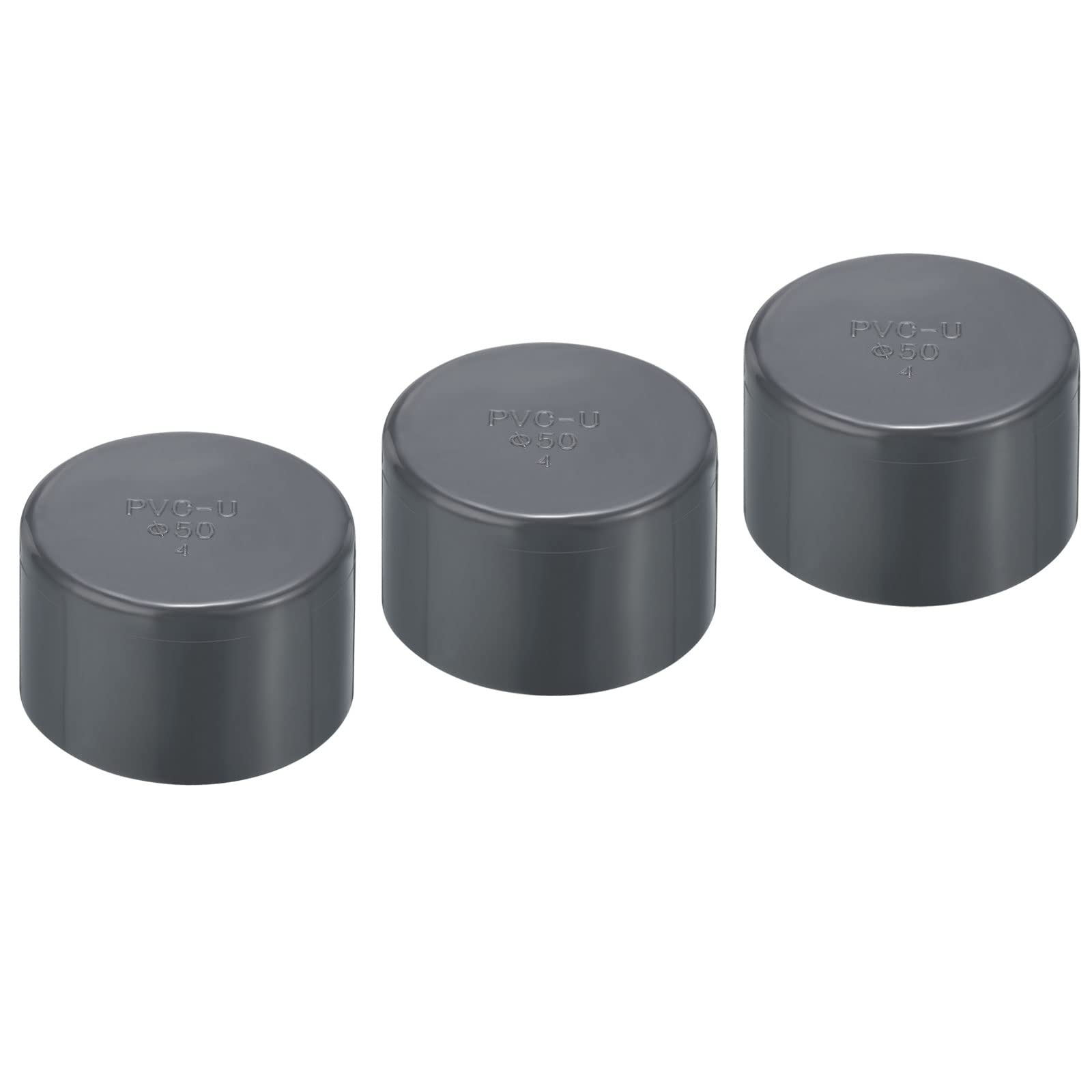 PATIKIL 50mm UPVC Pipe End Cap Fitting, 3 Pack Furniture Grade Plug Coupling Socket for DIY, Garden, Grey