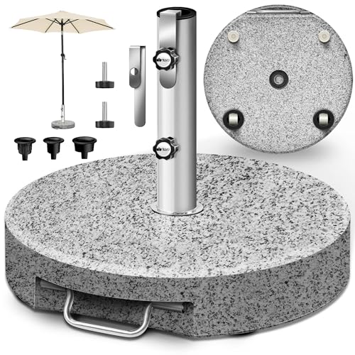 tillvex® Granit Sonnenschirmständer mit Rollen & Transportgriff 27 kg Rund