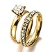 BILONG Jewelry Women Stainless Steel Gold Plated Ring Set With CZ