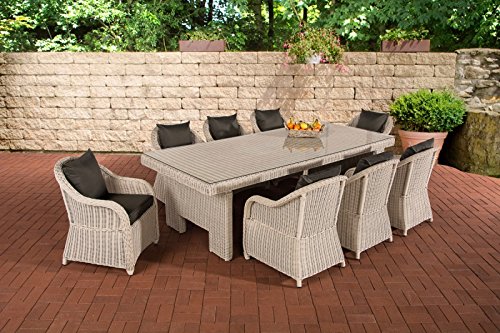 Polyrattan Gartenmöbel-Set Maui XL Anthrazit, perlweiß günstig kaufen