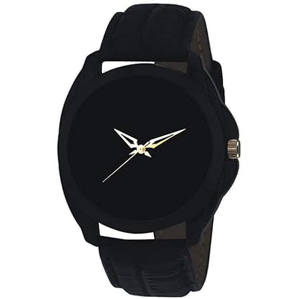 Styllent Round Dial Collection Series Analogue Watch Black Synthetic Leather Strape for Men and Boys - ST-FX-450