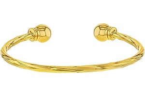 In Season Jewelry Yellow Gold Plated Beautiful Twisted Cable Cuff Newborn Baby Bracelet 40mm - Trendy and Fashionable Baby Plain Cuff Bangle Bracelet for Baby Girls - Babies Everyday Accessories