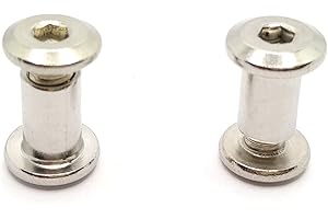 HAOZHENG Screw Post Fit for 5/16 inch(8mm) Hole Dia, Male M6x10mm Female 12mm Hex Drive Binding Bolts for Leather Wood Furniture, Stainless Steel Silver 5 Sets
