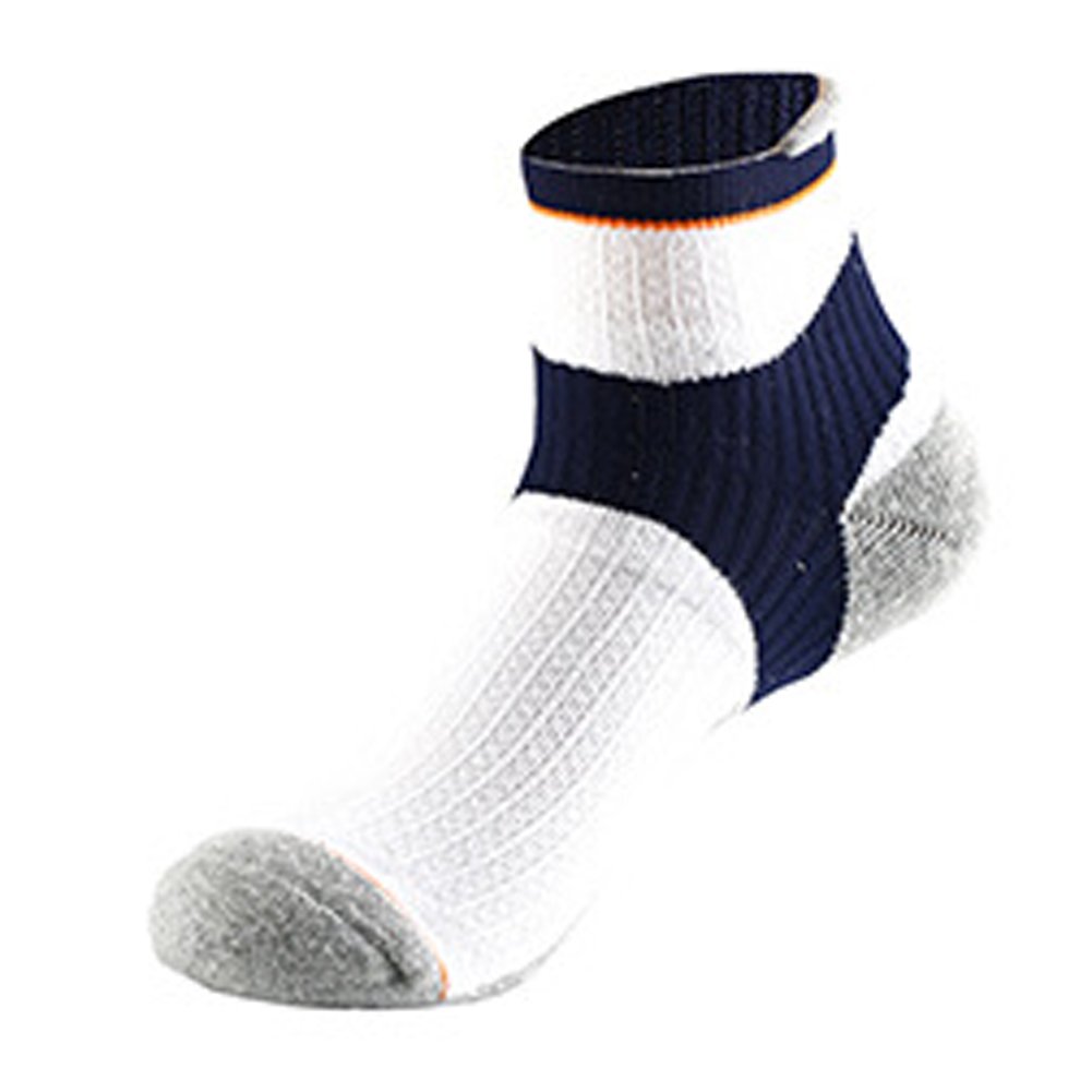 Aiyuda Men's Cotton Comfortable Work Athletic All Sport Crew Socks Cushioned Color for Running Cycling 1 Pair White Navy