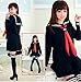 Classic Japanese School Girls Sailor Dress Shirts Uniform Anime Cosplay Costumes with Socks Set(Black)(XS = Asia S)(SSF08BK)