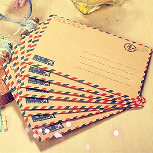 Aircors 80pcs/lot 17.512.5cm Retro Kraft Classic air Mail Envelope Brown and White Paper envelopes - (Color: White)