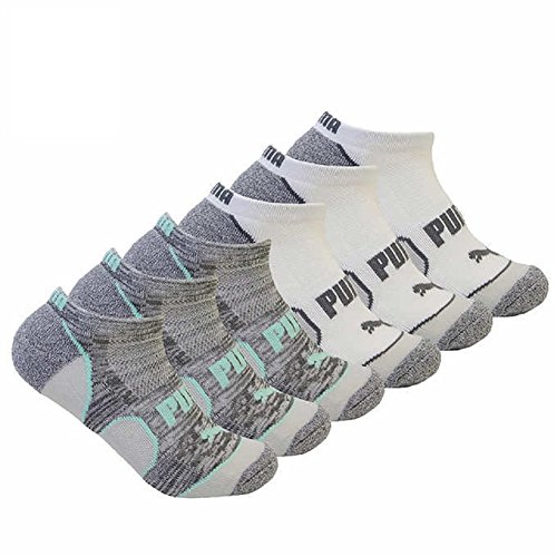 Puma Women's 6 Pack Half-Terry Runner Socks (9-11, Gray / White)