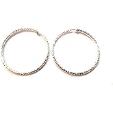 Clip-on Earrings Dia Cut Hoop Gold Or Silver Tone 1 inch Hoops Hypo-Allergenic (silver)