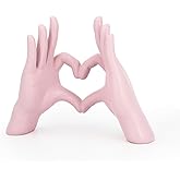 Accessoryway Pink Heart Hands Sculpture Decor - Valentines Day Decorations for Living Room, Bedroom, Office & Shelf Decor,Unique Heart Hands Ring Holder Display for Girls & Wedding Decorations
