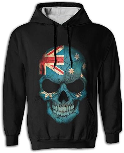 JUJIA SAD Dark Australian Flag Skull Men 3D Print Sweatshirt Block Hoodies
