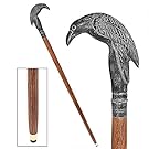 Design Toscano Edgar Allen Poe's Mystic Raven Gothic Walking Stick Swagger Cane, 37 Inch, Hardwood, Black