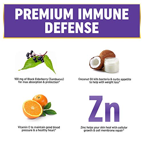 True Recovery Immune Support Elderberry Gummies with Vitamin C and Zinc - Immune System Booster - Antioxidant Flavonoids, Black Elderberry for Adults and Kids in 60 Delicious Gummies