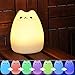 Umiwe Cute Kitty LED Children Night Light Kids Silicone Cat Lamp 7-Color Flashing USB Rechargeable Lighting, Warm White Light