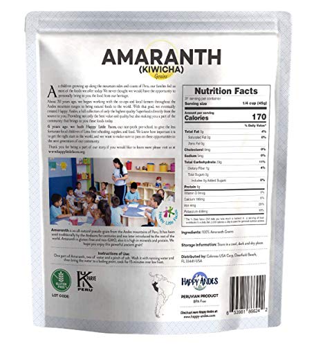 Happy Andes Amaranth 3 Lbs - Non Gluten, Whole Grain Rice Substitute - Ready to Cook Food for Oats & Seeds Recipes - Healthy Meal with Vitamins & Protein - Best Value Grocery Bag