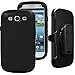 Auker S3 Clip Case,Galaxy S3 Case, Defender Series Shockproof Water Impact Resistant Anti-Slip Tough Rubber Rugged Holster Case with Belt Swivel Clip&Screen Protector for Samsung Galaxy S3 (Black)